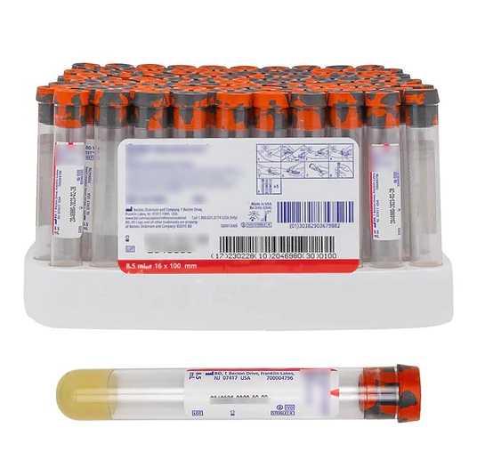 BT4988 TUBE BLOOD COLLECTION, SST, RED GREY STRIP. TOP