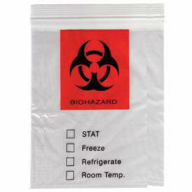 02480 BAG BIOHAZARD SPECIMEN/12''X16''/ POLYETHYLENE ZIPLOCK