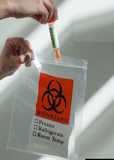 02480 BAG BIOHAZARD SPECIMEN/12''X16''/ POLYETHYLENE ZIPLOCK