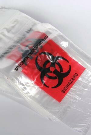 02480 BAG BIOHAZARD SPECIMEN/12''X16''/ POLYETHYLENE ZIPLOCK