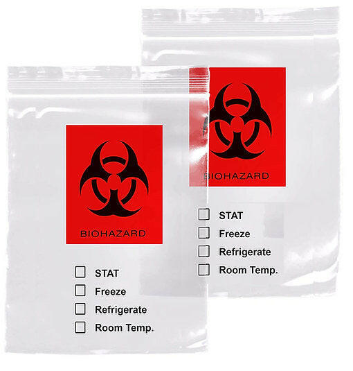 02480 BAG BIOHAZARD SPECIMEN/12''X16''/ POLYETHYLENE ZIPLOCK